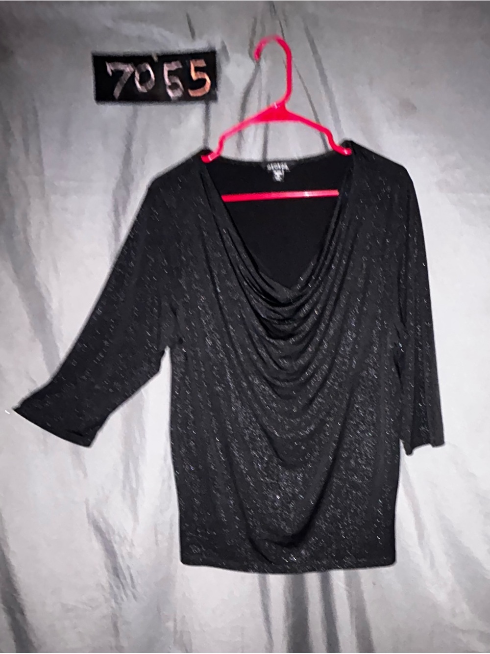 George Black Shimmery Drape Neck Top